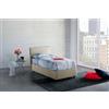 Talamo Italia Letto contenitore Singolo Anna, Made in Italy, Letto con rivestimento in tessuto, Apertura frontale, adatto per materasso cm 90x190, Panna
