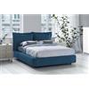 Talamo Italia Letto Matrimoniale Cornelia, Letto Contenitore con Rivestimento in Tessuto, 100% Made in Italy, Apertura Frontale, Adatto per Materasso 160x190 cm, Blu