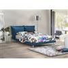 Talamo Italia - Letto matrimoniale Ludovica, Letto fisso in tessuto con piedini, 100% Made in Italy, adatto per materasso 160x190 cm, Blu