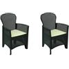 Dmora - Set di 2 sedie da Esterno Como, Seduta da Giardino, per Indoor o Outdoor, con braccioli, Made in Italy, 59x57 h86 cm, Antracite