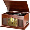 Mersoco Giradischi Vinile Bluetooth con altoparlanti stereo, Convertitore LP da vinile a MP3 con CD, lettore di cassette, radio FM, Aux in e prese per cuffie