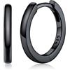 Silvora Orecchini Uomo Cerchio Argento 925, 10mm Orecchini Donna Nero a Cerchio Piccoli per Anniversario Natale Compleanno