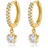 MARLION JEWELS Orecchini cerchio da donna in argento 925 con zirconi e stella. Set Orecchini da donna cerchio con finitura in argento sterling o oro 18 carati ideali per regalo... Gioielli (Placcato oro)