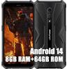 Ulefone Armor X12 Pro Rugged Smartphone, 8GB+64GB+256GB Espandibile, Octa-core Android 14 Telefono Cellulari Resistente IP68, 13MP+8MP, 5,45"HD+ 4860mAh Dual SIM 4G Cellulare Offerta,NFC OTG GPS, Nero