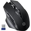 INPHIC Mouse wireless ricaricabile, 2,4 G, senza fili, con ricevitore nano USB, per laptop, PC, tablet, 6 pulsanti, 800-1600 DPI, clic silenzioso, batteria da 700 mAh migliorata, nero