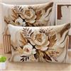 PETTI Artigiani Italiani - Coppia di Federe Cuscino 70x40 cm in Microfibra, Cuscini Arredo Camera da Letto, Divano, Salotto, Set 2 Fodere Copricuscino, Federa Floreale Tortora, 100% Made in Italy