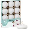 Bolsius - Candele galleggianti Maxi - Bianco - 12 pezzi in una scatola - Ø 7,6 cm - Tempo di combustione 8 ore - Senza profumo - Cera paraffina - Candela galleggiante XL - Varie occasioni