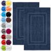 NatureMark Set di 2 Tappeti da Bagno 50x80 cm - Cotone Spugna 800 g/m² - Tappeti Bagno Spessi e Altamente Assorbenti - Asciugatura Rapida - Senza Base in Gomma - Blu Marina
