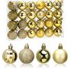 Aitsite 24 Pezzi Palline di Natale 4CM Palline di Plastica e Palline dell'albero- Set di decorazioni per l'albero di Natale, Set Regalo di Natale Palline Blu per Festival Casa Decorazioni (oro)