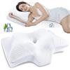SAHEYER Cuscino Cervicale, 2 in 1 Cuscino Ergonomico Memory Foam per Dormire il Supporto della nuca, 2 Altezza Cuscino Ortopedico per Alleviare il Dolore al Collo, 60 x 35,5 x 13/10 cm,Bianco