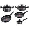 Lagostina Cucina Facile Set di Pentole Antiaderenti, 8 pz, 2 Padelle 24,28cm, Casseruola Fonda 20cm, Casseruola Fonda Manico Lungo 14cm, Tegame 24cm, 3 Coperchi 14,20,24cm