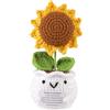 lasuroa Girasole Positivo, Girasole All'Uncinetto con Messaggio Positivo Pianta Uncinetto Girasole Uncinetto Vaso Bambola Positiva Lavorata a Maglia per Decorazione di Feste Regalo Incoraggiante