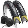 Fincci Bici Copertoni MTB 29 x 2.1 - Set di Nero Pneumatici Pieghevoli 29 con Protezione Antiforatura 1 mm e 2 Camere d'aria Schrader 52-622 - Imballaggio Gomme 29 per Gravel & Mountain & E bike