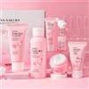 LAIKOU Kit per la Cura Della Pelle Sakura, 6Pcs Set per Cura Della Pelle Sakura, Set Skincare Viso Completo, include Detergente Viso, Tonico Idratante, Crema, Siero, Contorno Occhi, Crema Solare