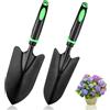 YIWONFU 2 pala da giardino antiruggine in acciaio al carbonio (32,5 x 8 cm/32,5 x 5 cm), pala a mano con morbida gomma antiscivolo, per piantare, trapiantare, diserbo