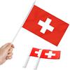 Anley Svizzera Mini Bandiera Confezione da 12 - Piccole Bandiere Svizzere in Miniatura Tenute in Mano su Bastone -5.5x8 Pollici con Asta Solida e Parte Superiore della Lancia