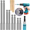 Prebarfun 9Pcs Portainserti Magnetico 1/4, Porta Inserti per Avvitatore, Prolunga per Punte Magnetiche, Prolunga per Cacciavite, Prolunga Avvitatore Per Cacciaviti Manuali e a Batteria