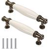 CONPHERON 2 pezzi Ceramica Maniglie per Mobili Tiretti ad Arco Porta Retrò Cucina Cassetti Armadietti Manopole Antico Armadio Maniglie Guardaroba Maniglia Bianco 96 mm