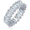 Bling Jewelry Stile Art Deco AAA CZ Taglio Smeraldo Cubic Zirconia Eternity Baguette Anello di Anniversario di Matrimonio per Donne in Argento Sterling .925 4MM
