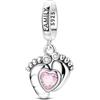 SOUTHPLUS Ciondoli Argento Sterling 925 con Cubic Zirconia Pendenti,Charms per Bracciali,con Braccialetti e Collane Europei, Perfetto Regali per Moglie e Ragazze (Impronta Neonato)