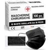 Polonord Adeste ADESTE - Mascherine Chirurgiche, Potere Filtrante 98%, Mascherina Chirurgica Filtrante Monouso di Tipo IIR a 3 Strati, Dispositivo Medico di Classe I, Confezione da 100, Colore Nero