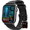 AIMIUVEI Smartwatch Uomo Donna con 𝐆𝐥𝐢𝐜𝐞𝐦𝐢𝐚/ECG/HRV, Orologio Uomo con Chiamate, 24H Cardiofrequenzimetro SpO2, Sonno Pressione Sanguigna, 150+ Sport, Notifiche Messaggi, IP68 Android iOS Nero