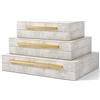XINSTAR Scatole decorative in finta pelle Shagreen color avorio, scatole decorative con coperchio, set da 3 pezzi, scatole portaoggetti per gioielli, organizer per accessori da donna, organizer per