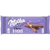 Milka, Choco Sticks, Biscotto Goloso Ricoperto di uno Strato di Cioccolato al Latte Milka, con Latte Alpino, Cacao Sostenibile, 112g