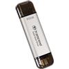 Transcend SSD portatile da 512 GB, alta velocità fino a 1050 MB/s, ultra compatto, supporta Type-A/Type-C, testato con USB 10 Gbps, colore argento - TS512GESD310S