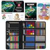KALOUR 135 Set per Disegno Kit da Schizzo, Forniture Artistiche con Libro da Schizzo a 3 Colori e Carta da Colorare, Include Tutorial, Matite a Olio, Neon, Carboncino, Acquarello e Metallizzate, per