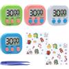 TNSLAND Set di 4 Timer Cucina Digitali, 7×6×2cm Timer, Timer Magnetico con Display, Sveglia Digitale da Cucina, Cronometro Conto alla Rovescia per Cucina, Studio, Allenamento