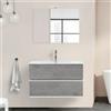 Inbagno Mobile bagno sospeso 90 cm Duble grigio industrial completo di lavabo e specchio
