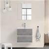 Inbagno Mobile bagno sospeso 60 cm Duble grigio industrial con lavabo e specchio