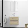 Inbagno Mobile bagno sospeso 60 cm Duble rovere africa con lavabo e specchio