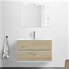 Inbagno Mobile bagno sospeso 90 cm Duble rovere africa completo di lavabo e specchio