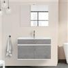 Inbagno Mobile bagno sospeso da 90 cm Duble grigio industrial con lavabo e specchio