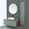 Inbagno Mobile bagno sospeso noce canaletto 90 cm completo di lavabo e specchio Amalfi