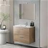 Inbagno Mobile bagno sospeso 80 rovere africa con lavabo e specchio Miami