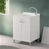 Inbagno Mobile lavatoio 60x60 cm bianco con vasca asse lavapanni e kit di scarico