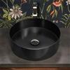Inbagno Lavabo da appoggio tondo 40 cm in acciaio inox nero opaco Goya