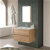 Inbagno Mobile bagno sospeso 80 cm noce gold con lavabo e specchio Dafne