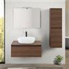 Inbagno Mobile bagno sospeso 80 cm ossido e noce con lavabo e specchio Kleo