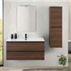 Inbagno Mobile bagno sospeso 100 cm ossido e noce con cassetti soft-close Kleo