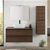 Inbagno Mobile bagno sospeso 100 cm ossido e noce con top lavabo e specchio Kleo