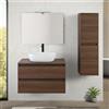 Inbagno Mobile bagno sospeso 80 cm ossido e noce con top lavabo e specchio Kleo