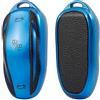 ontto Custodia per chiavi in TPU adatta per Tesla Model 3 Model Y Model S Model X custodia portachiavi custodia portachiavi 3 tasti modello 3/S/Y pelle blu