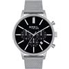 Breil, Collezione Avery, Orologio Uomo in Acciaio, Elegante e Contemporaneo, con Quadrante Nero Opaco, Indici a Bastone, Datario, Pratica Chiusura a Scorrimento, Nero-Silver