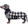 Geyecete Impermeabile Cappotto Bassotto cane,Giacca invernale per bassotto,Regolabile Caldo pullover per Cani,Collo Alto Cappotto da cucciolo,Stile Quadri Inglese-Bianco Quadri-M