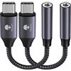 Stouchi Adattatore Jack Cuffie USB Tipo C ad Aux Digital Audio Auricolare Adattatore,Audio Dongle,Hi-Res DAC Chip,Compatibile con Samsung Galaxy S22 S21 Ultra S20+,Pixel 6,Pad mini 6(2 Pacchi)