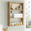 LBSIGN Mensola A Parete Cubo 43x9x60H 3 Ripiani Rovere Effetto Legno